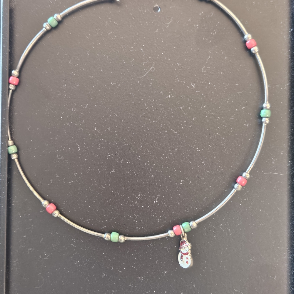 Elegant Silver Beaded Necklace with Red and Green Accents
